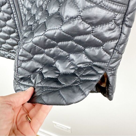 Laundry by Shelli Segal Black Quilted Coat Jacket w/Hood Flattering Fit Small - Picture 7 of 13